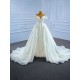 2024 Arabic Mermaid Wedding Dresses Scoop Neck Off Shoulder Overskirts Formal Bridal Gowns