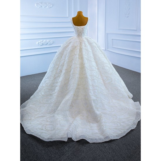 2024 Ball Gown Wedding Dresses For Women Lace Pearls Beaded Bridal Gowns Arabic Aso Ebi Vestido De Noival