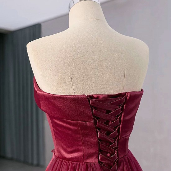 2024 Prom Burgundy Evening Dresses Formal Strapless Night Party Dress Mermaid Floor Length Cocktail Gowns Plus Size