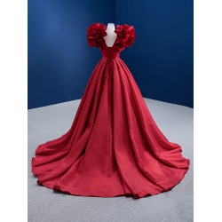 2024 Red A Line Evening Dresses For Women V Neck Long Satin Formal Prom Party Gowns Vestido De Noche