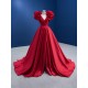 2024 Red A Line Evening Dresses For Women V Neck Long Satin Formal Prom Party Gowns Vestido De Noche