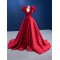 2024 Red A Line Evening Dresses For Women V Neck Long Satin Formal Prom Party Gowns Vestido De Noche