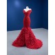 2024 Red Mermaid Beaded Evening Dresses Floor Length DuBai Formal Prom Party Gowns Vestido De Gala