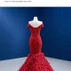 2024 Red Mermaid Beaded Evening Dresses Floor Length DuBai Formal Prom Party Gowns Vestido De Gala