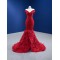 2024 Red Mermaid Beaded Evening Dresses Floor Length DuBai Formal Prom Party Gowns Vestido De Gala