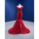 2024 Red Mermaid Beaded Evening Dresses Floor Length DuBai Formal Prom Party Gowns Vestido De Gala