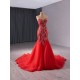 2024 Red Mermaid Prom Dresses Strapless Evening Dress Floor Length Sweetheart Neck Cocktail Party Gowns Custom Size