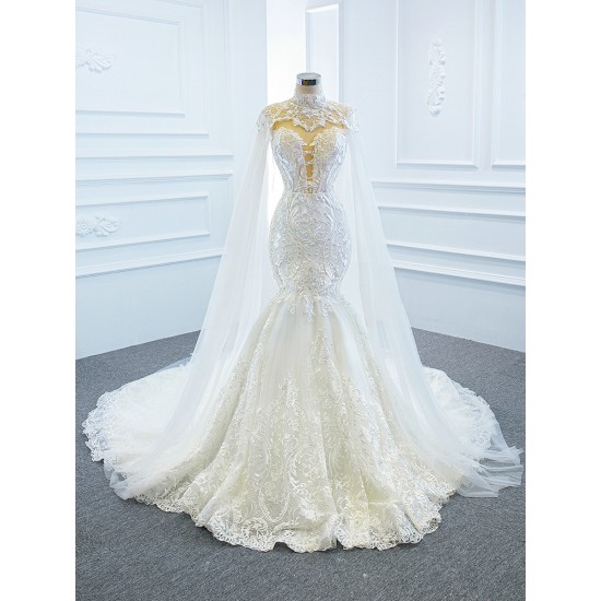 2024 Wedding Dress Scoop Neck Detachable Sleeve Bridal Gowns Appliques Robes De Dubai Custom Made