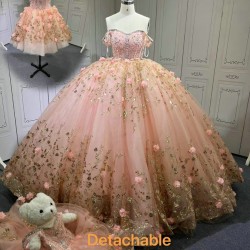 2025 Pink Off Shoulder Ball Gown Quinceanera Dresses Beading Crystal Lace Appliques Tull Sweet 16 15 Birthday Vestido De 15 Anos