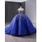 3D Floral Blue Appliqued Quinceanera Dress Off The Shoulder Women Prom Dresses Sweet 15 Dresses Tulle Ball Gown