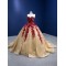 3D Floral Gold Quinceanera Ball Gown Sleeveless Prom Dress Sweet 16 Dress Evening Gown