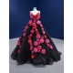 3D Flowers Black Quinceanera Dress 2024 Cocktail Dresses Vestidos De Baile Spaghetti Strap Ball Gown