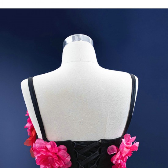 3D Flowers Black Quinceanera Dress 2024 Cocktail Dresses Vestidos De Baile Spaghetti Strap Ball Gown