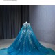 3D Flowers Blue Quinceanera Dress 2024 Cape Sleeve Ball Gown Sweet 15 16 Dresses Prom Gown