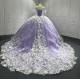 3D Flowers Lavender Quinceanera Dresses for Girls Sweet 15 Gowns Appliques Off Shoulder Vestido De 15 Anos Customised