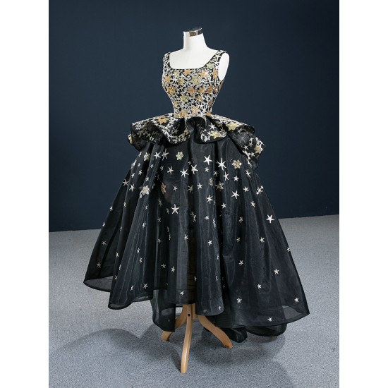 A Line Black Prom Dresses Square Collar Women Formal Specail Wedding Party Gowns Evening Dress