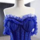 A Line Blue Formal Party Prom Dresses Sweetheart Neck Sweep Train Women Evening Dress