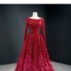 A Line Burgundy Evening Dresses Long Sleeve Prom Party Dress Women Gowns Formal Party Dress Customized