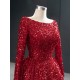 A Line Burgundy Evening Dresses Long Sleeve Prom Party Dress Women Gowns Formal Party Dress Customized