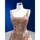 A Line Champagne Evening Dresses Appliques Sleeveless Formal Party Gowns Women Princess Dress