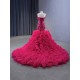 A Line Fuchsia Evening Dresses Mermaid Prom Party Dress Ruffled Sleeveless Women Gowns Formal Party Dress Customized