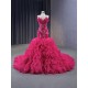 A Line Fuchsia Evening Dresses Mermaid Prom Party Dress Ruffled Sleeveless Women Gowns Formal Party Dress Customized