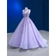 A Line Lavender Prom Dresses Women Sleeveless Formal Evening Party Dress Halter Neck Special Occasion Gowns