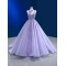 A Line Lavender Prom Dresses Women Sleeveless Formal Evening Party Dress Halter Neck Special Occasion Gowns