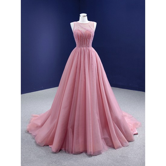 A Line Mauve Prom Dresses Women Sleeveless Formal Party Evening Dress Scoop Neck Gowns Customized