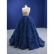 A Line Navy Blue On Gold Evening Dresses Elegant Arabia Formal Ruffled Occasion Gowns 2024 For Women Party