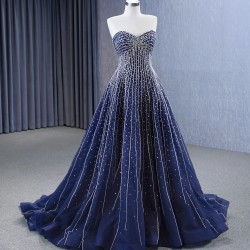 A Line Navy Blue Prom Dresses Sweetheart Neck Formal Party Homecoming Gowns Special Occasion Evening Dress Customized