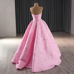 A Line Pink Prom Dresses Strapless Women Formal Evening Gowns Customized Party Dress