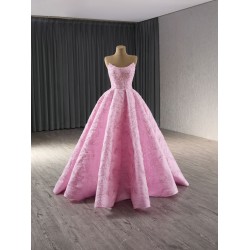 A Line Pink Prom Dresses Strapless Women Formal Evening Gowns Customized Party Dress