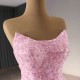 A Line Pink Prom Dresses Strapless Women Formal Evening Gowns Customized Party Dress