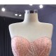 A Line Pink Prom Dresses Saudi Arabic Women Sleeveless Evening Dress Sweetheart Neck Party Gowns