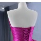 A Line Purple Satin Prom Dresses Sleeveless Women Evening Gowns Strapless Formal Party Dress