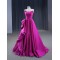 A Line Purple Satin Prom Dresses Sleeveless Women Evening Gowns Strapless Formal Party Dress