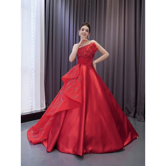 A Line Red Prom Evening Dresses Sleeveless Party Prom Dress Sequin Cocktail Prom Gowns Plus Size