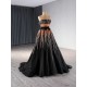 A Line Tulle Black Prom Dresses Strapless Women Formal Evening Party Gowns