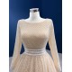 A Line Tulle Champagne Formal Party Dresses For Women Long Sleeve Length Prom Evening Gowns Wedding Party Dress