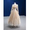 A Line Tulle Champagne Formal Party Dresses For Women Long Sleeve Length Prom Evening Gowns Wedding Party Dress