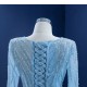 A Line Tulle Ice Blue Prom Dresses Women Long Sleeves Formal Evening Party Dress Special Occasion Gowns