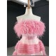 A Line Tulle Pink Prom Dresses Tiered Women Formal Evening Party Wear