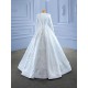 A Line Wedding Dress Long Sleeve Wedding Gown High Neck Beading Robe De Mariee