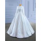 A Line Wedding Dress Long Sleeve Wedding Gown High Neck Beading Robe De Mariee