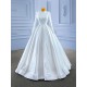 A Line Wedding Dress Long Sleeve Wedding Gown High Neck Beading Robe De Mariee