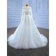 A Line Wedding Dresses Long Sleeve Bridal Gown Simple Satin Floor length Bride Dresses Vestidos De Novia