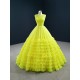 A Line Yellow Prom Dresses Women Tiered Formal Party Evening Gowns Girl Women Dress