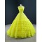 A Line Yellow Prom Dresses Women Tiered Formal Party Evening Gowns Girl Women Dress