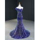 African Blue Girls Prom Dresses 2024 Mermaid Sleeveless Colorful Sequin Women Formal Party Evening Gowns